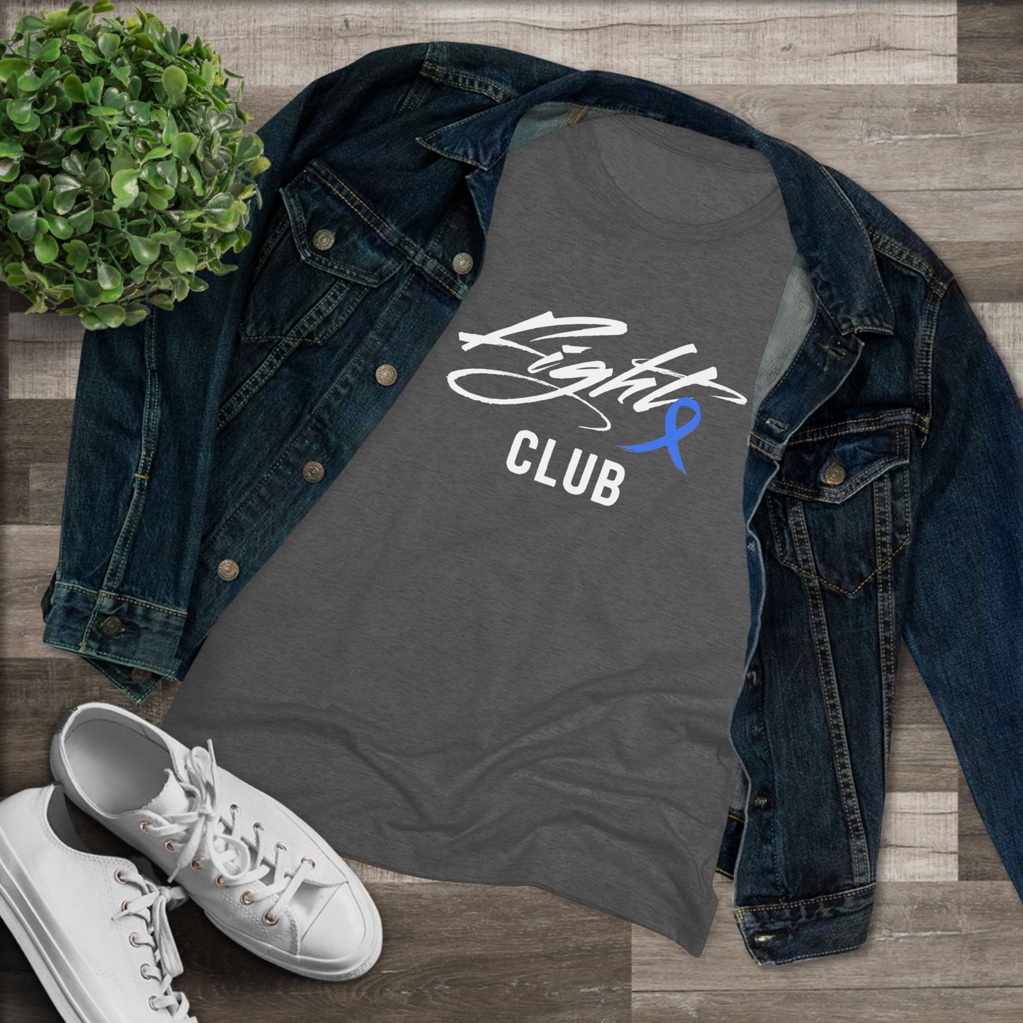 Lightweight Women's Tee with Blue Awareness Ribbon, Cancer Awareness Shirt, Gift for Her, Support Tee, Casual Wear