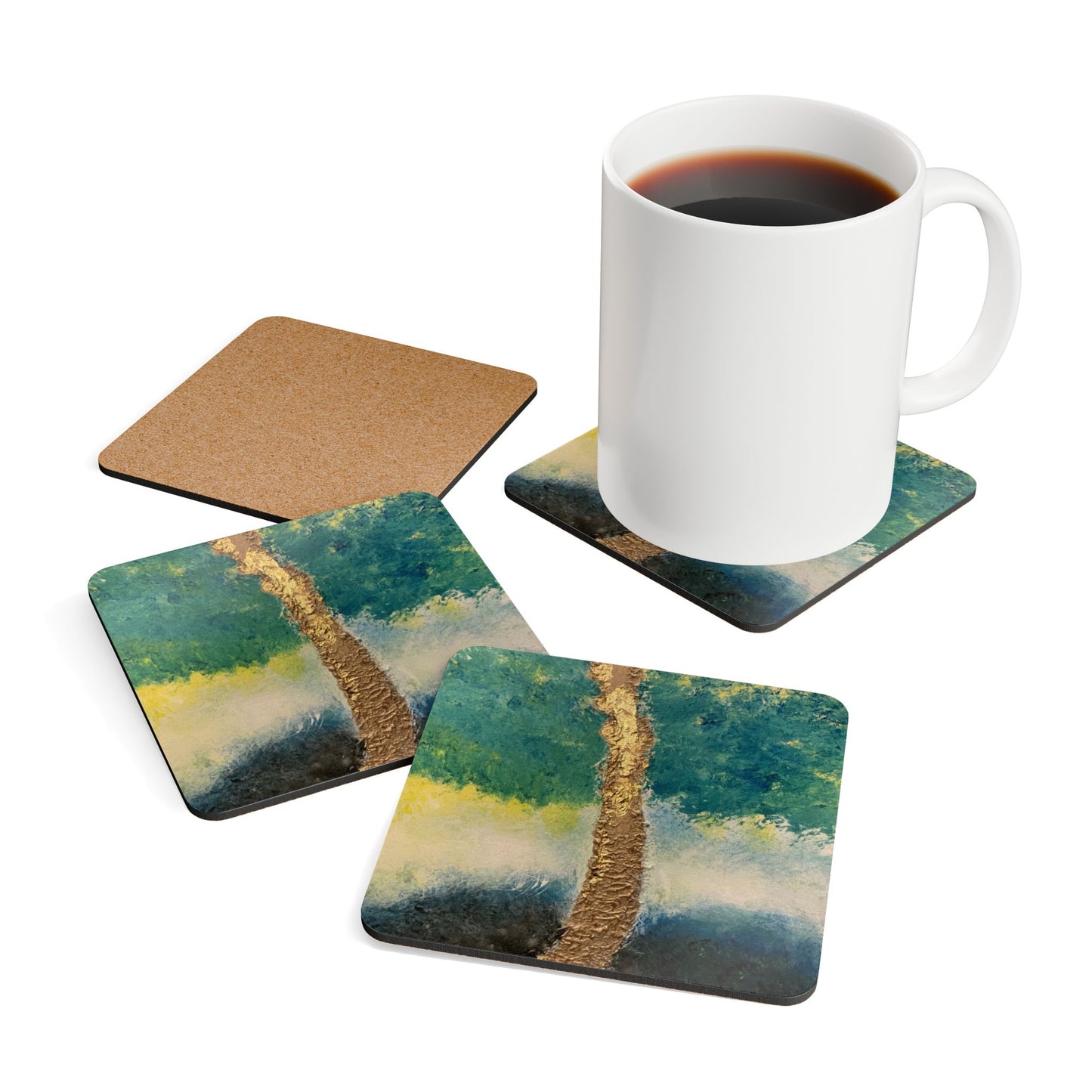Corkwood Coaster Set - painting entitled "Surviving the Storm"