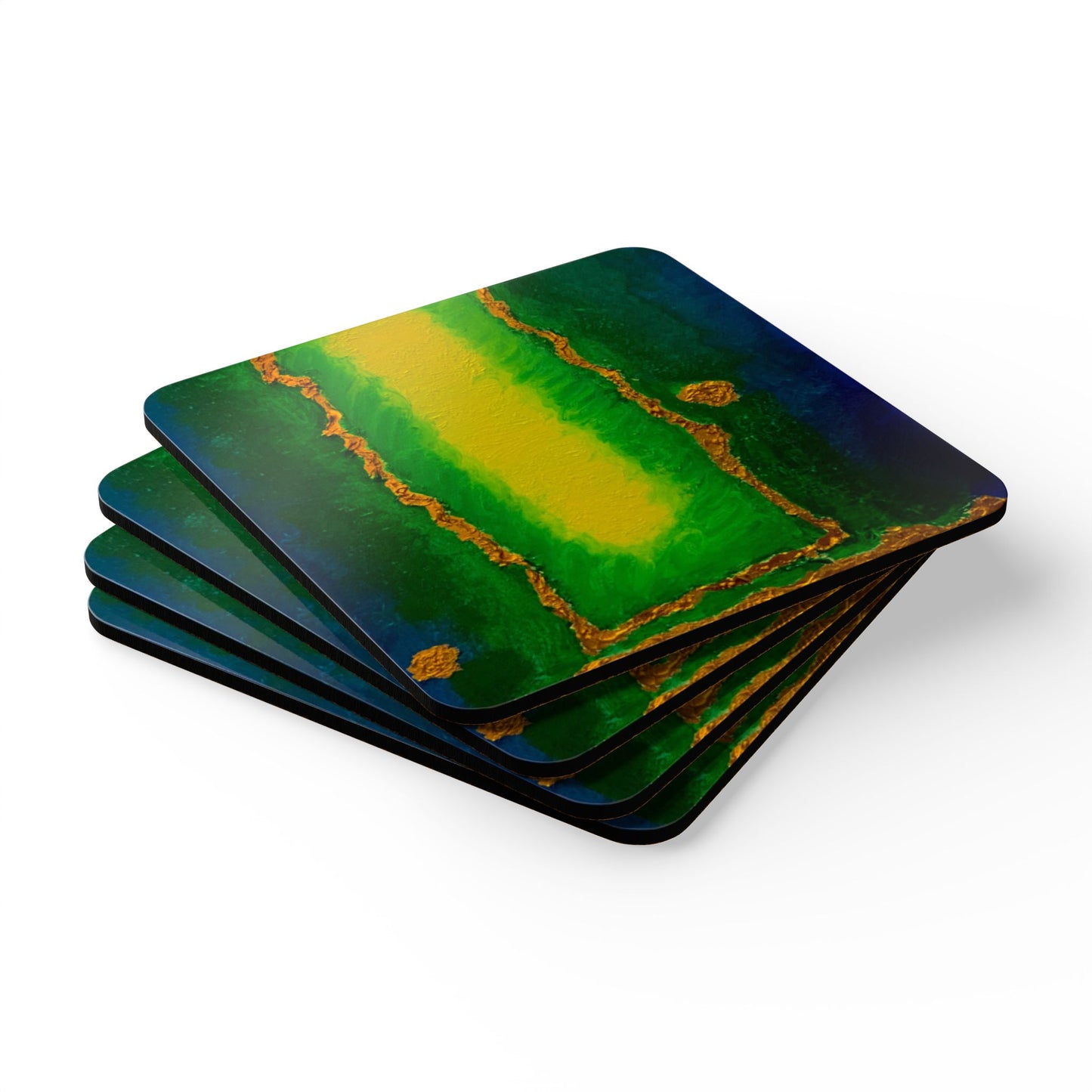 Corkwood Coaster Set "Three Times a Charm"- by Cancer Survivor artist Trish Maner