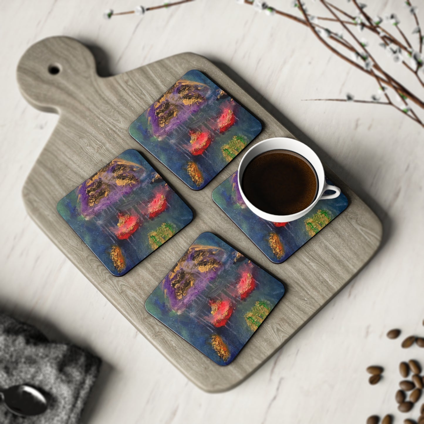 Corkwood Coaster Set - by Cancer Survivor artist Tara Kennon