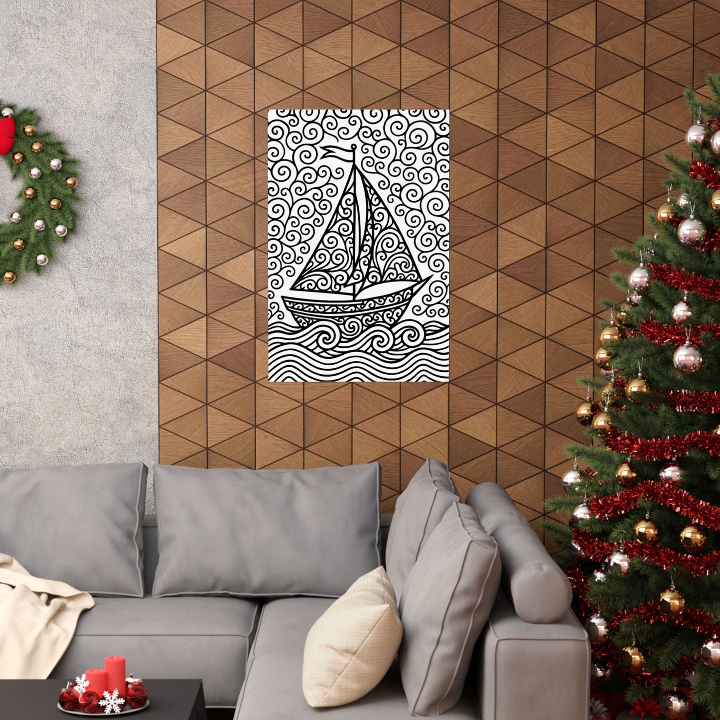 Colorable Sailboat Poster