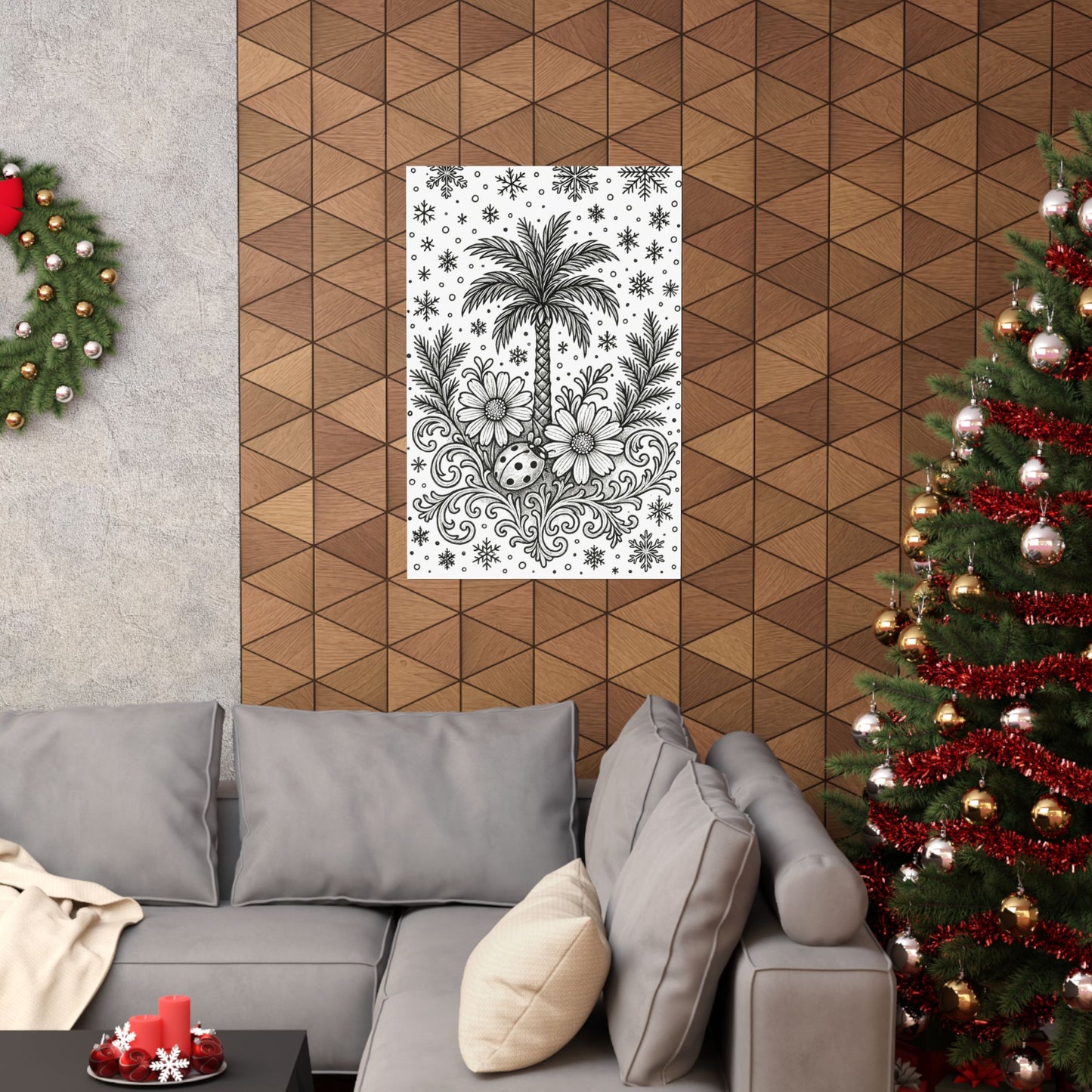 Colorable Palm Tree and Lady Bug Poster