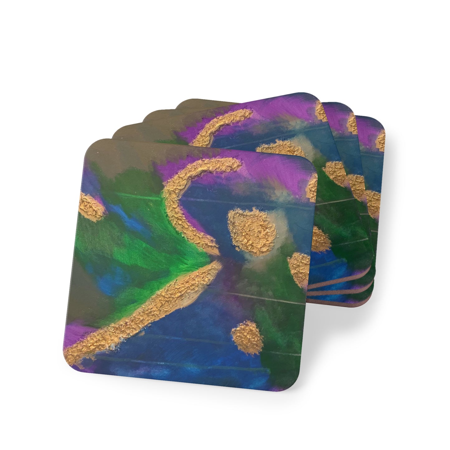 Corkwood Coaster Set - by Cancer Survivor artist Courtney Trombka, entitled "Peace through Chaos"
