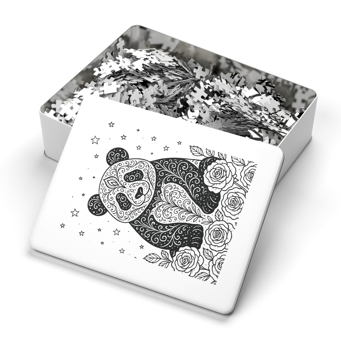 Adult Coloring Panda Jigsaw Puzzle with Tin – Mindfulness Puzzle for Stress Relief & Gifts