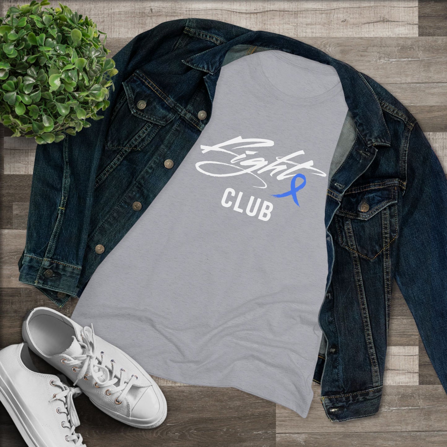 Lightweight Women's Tee with Blue Awareness Ribbon, Cancer Awareness Shirt, Gift for Her, Support Tee, Casual Wear