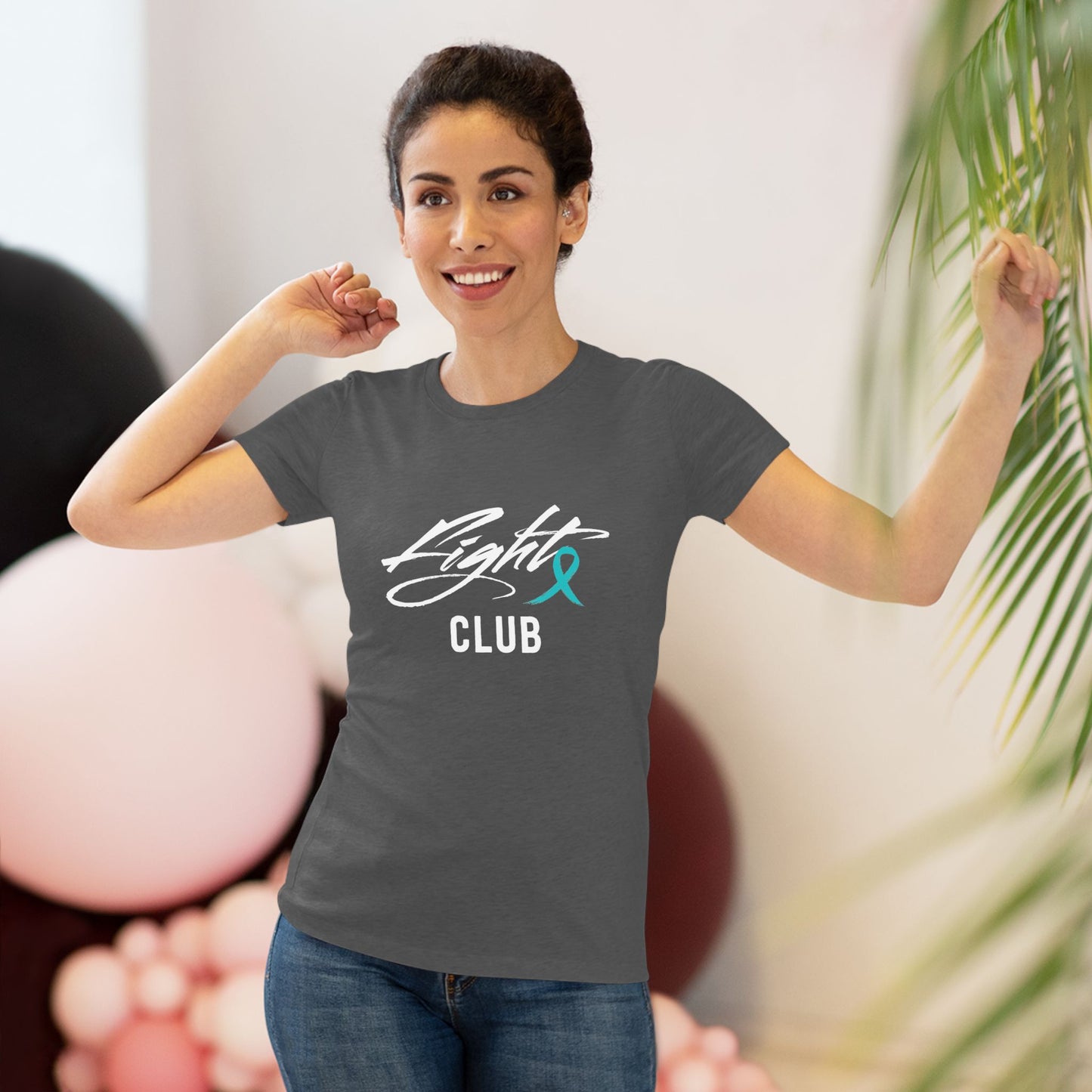 Lightweight Women's Tee with Teal Ovarian Awareness Ribbon, Cancer Awareness Shirt, Gift for Her, Support Tee, Casual Wear