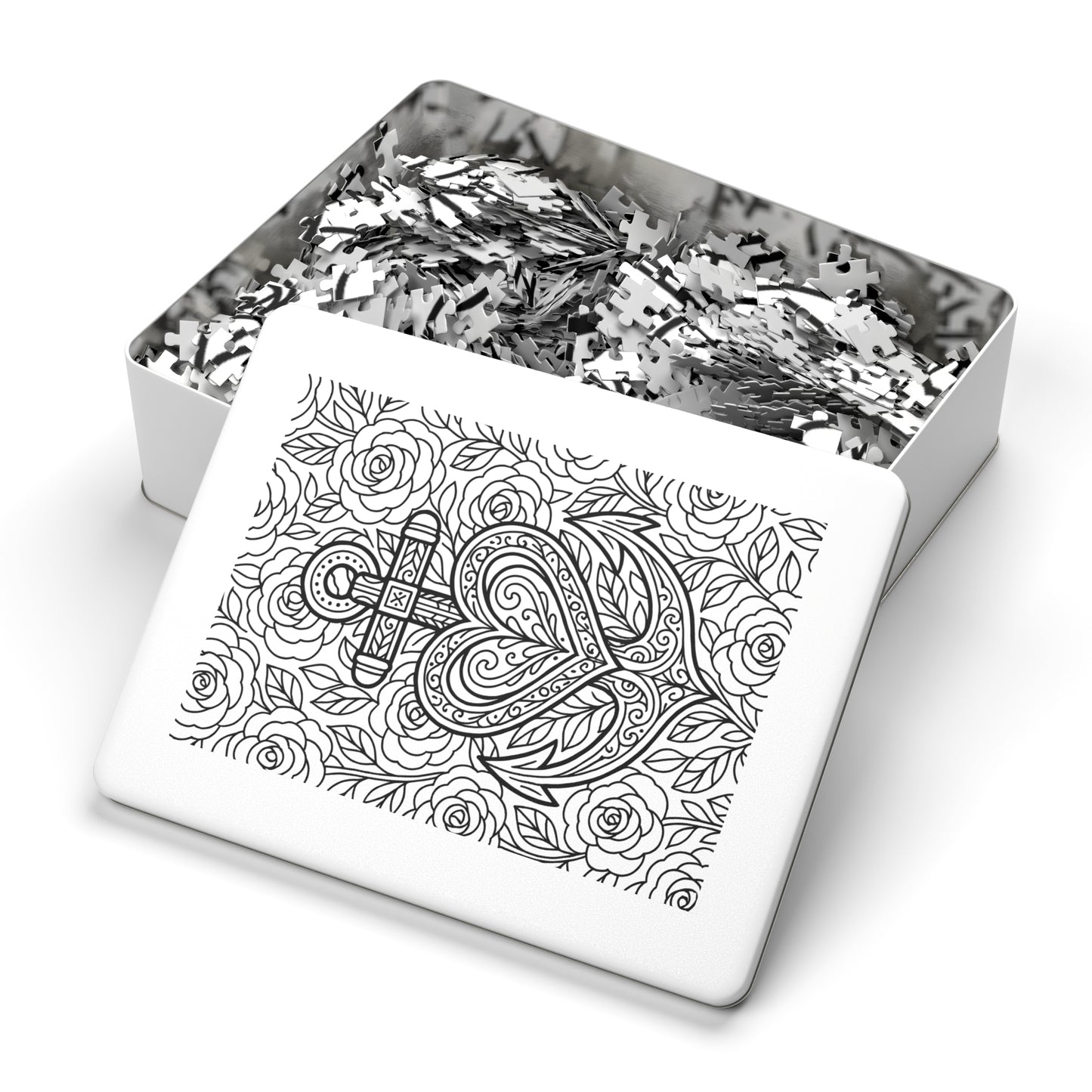 Adult Coloring Anchor Jigsaw Puzzle with Tin – Mindfulness Puzzle for Stress Relief & Gifts