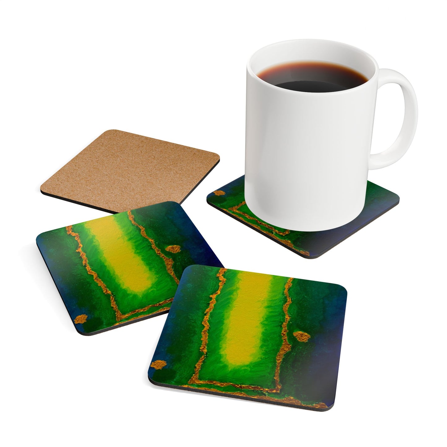 Corkwood Coaster Set "Three Times a Charm"- by Cancer Survivor artist Trish Maner