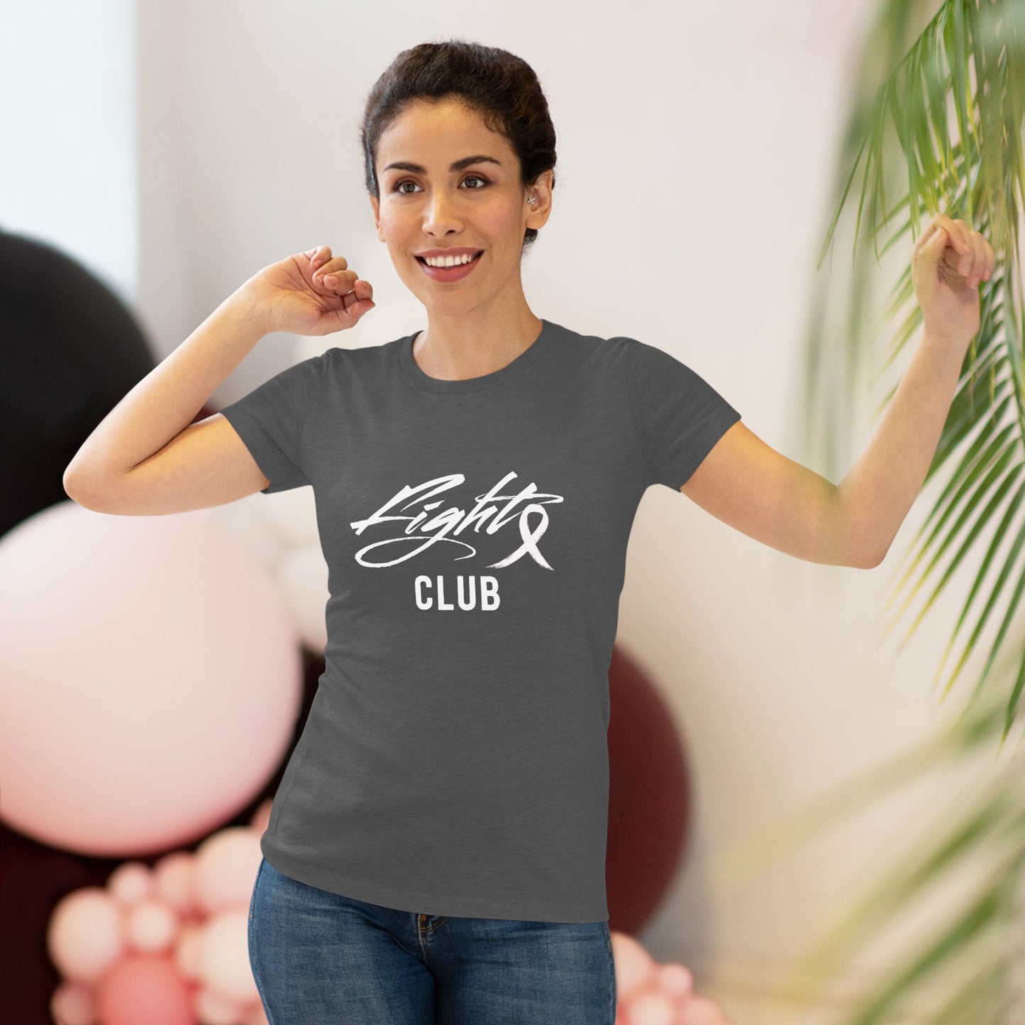 Lightweight Women's Tee with White FIGHT CLUB Awareness Ribbon, Cancer Awareness Shirt, Gift for Her, Support Tee, Casual Wear