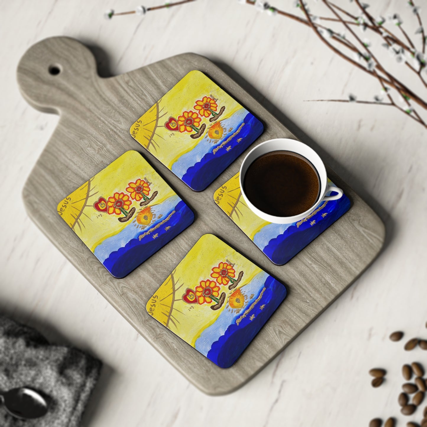 Corkwood Coaster Set - by Cancer Survivor artist Kimberly Turner