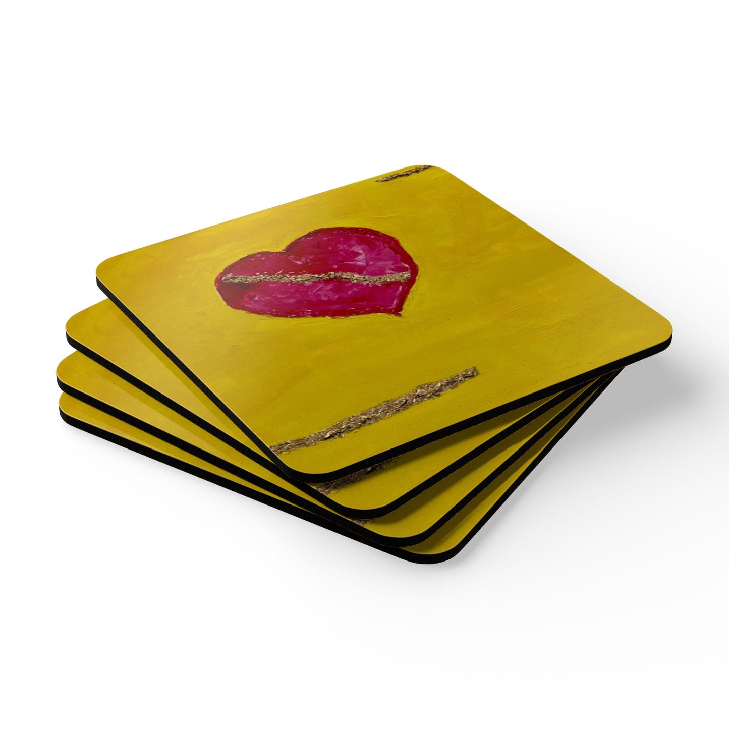 Corkwood Coaster Set titled "Heart of Hope" - by Cancer Survivor artist Dawn Freret