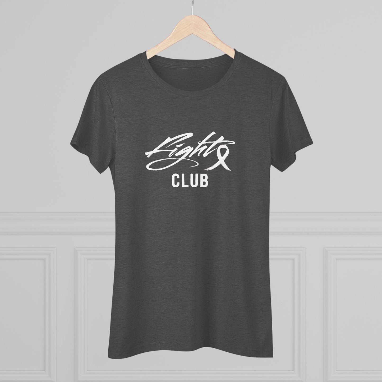 Lightweight Women's Tee with White FIGHT CLUB Awareness Ribbon, Cancer Awareness Shirt, Gift for Her, Support Tee, Casual Wear