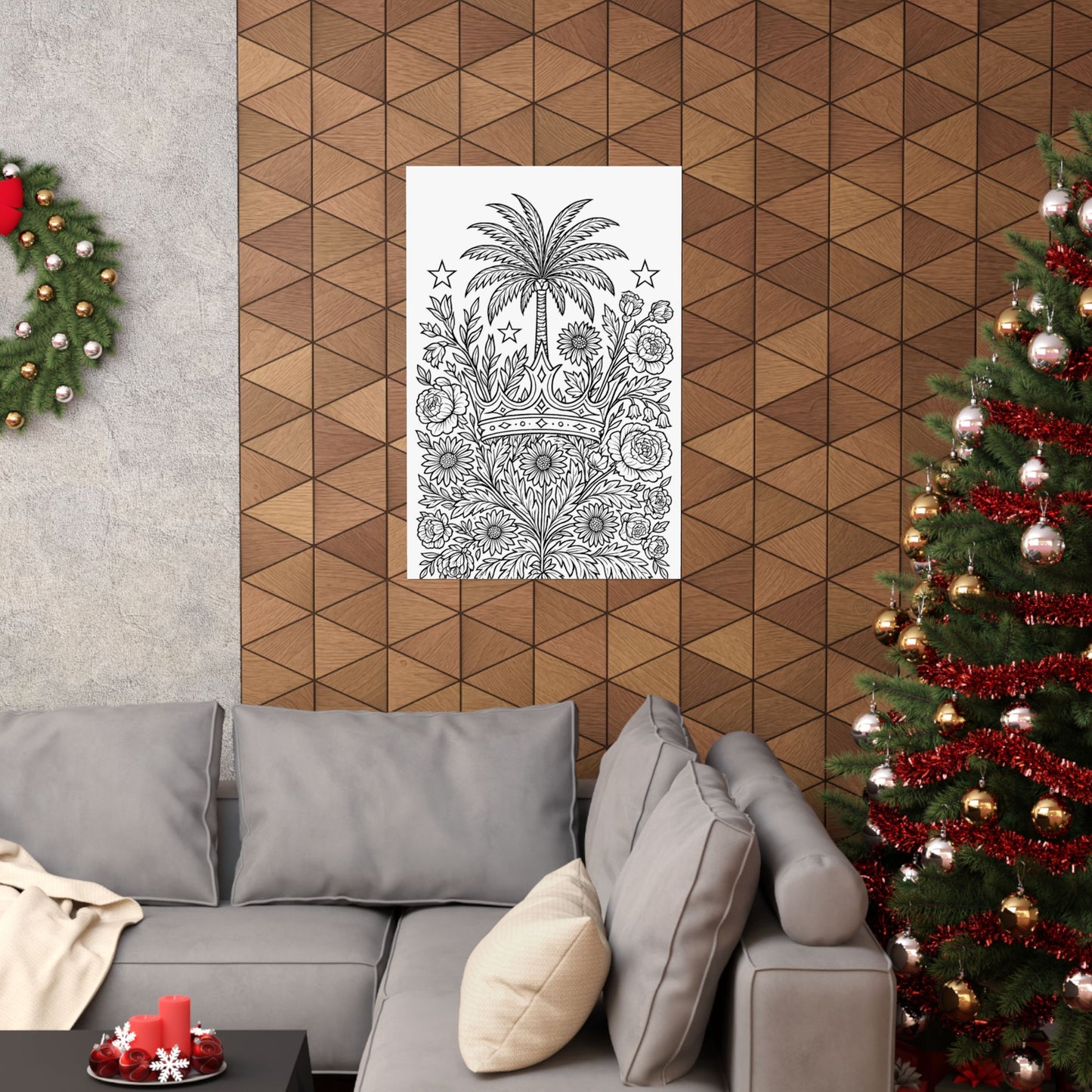 Colorable Crown and Palm Tree Poster