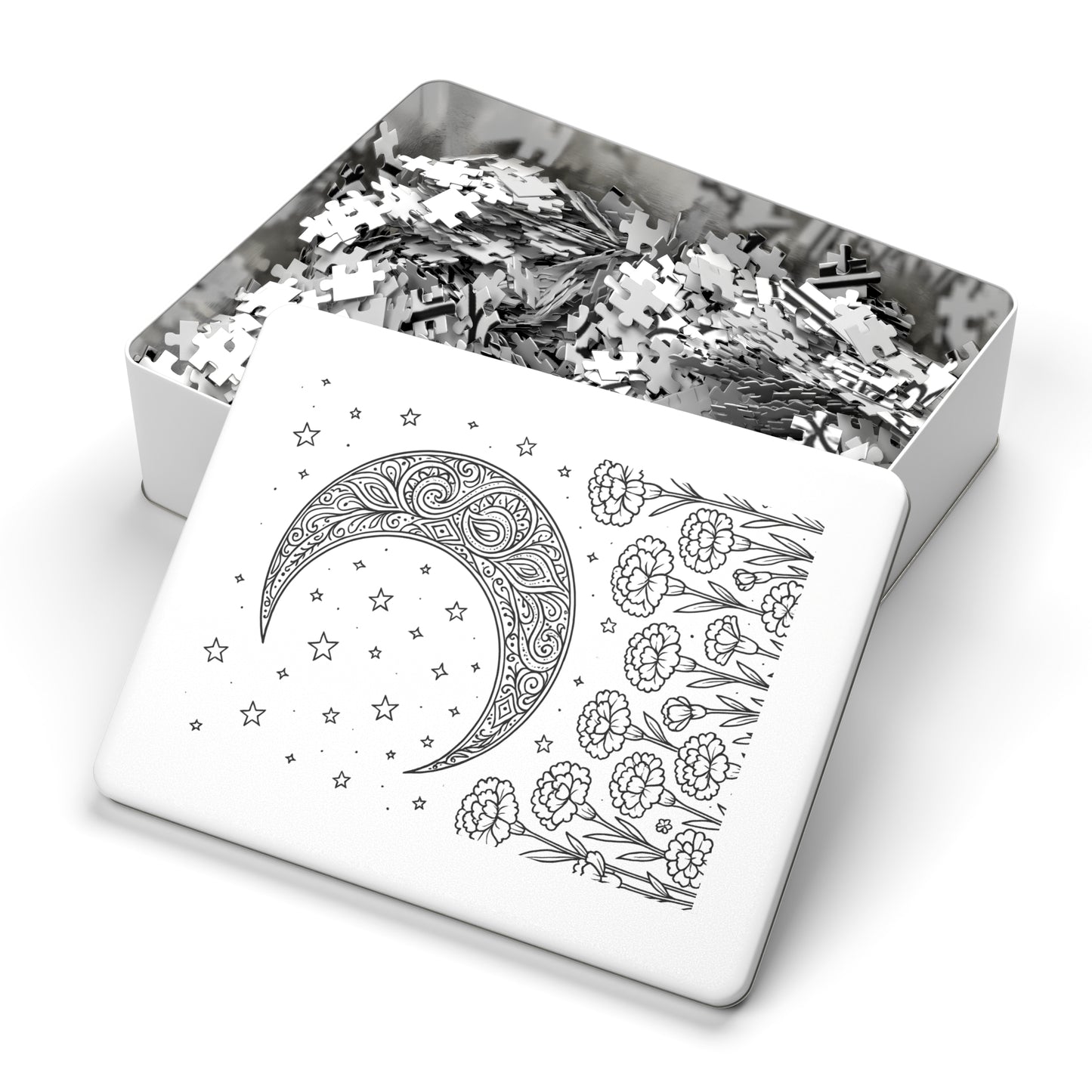 Jigsaw Puzzle: Crescent Moon and Carnations