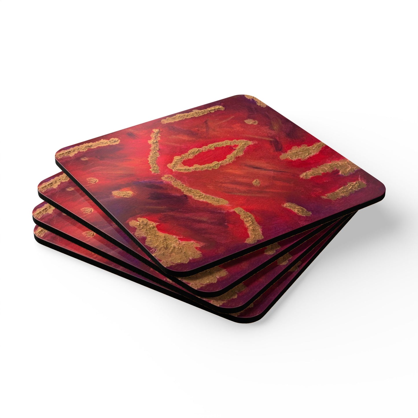 Corkwood Coaster Set titled "Fury and Grace" - by Cancer Survivor artist Kelli Beckman