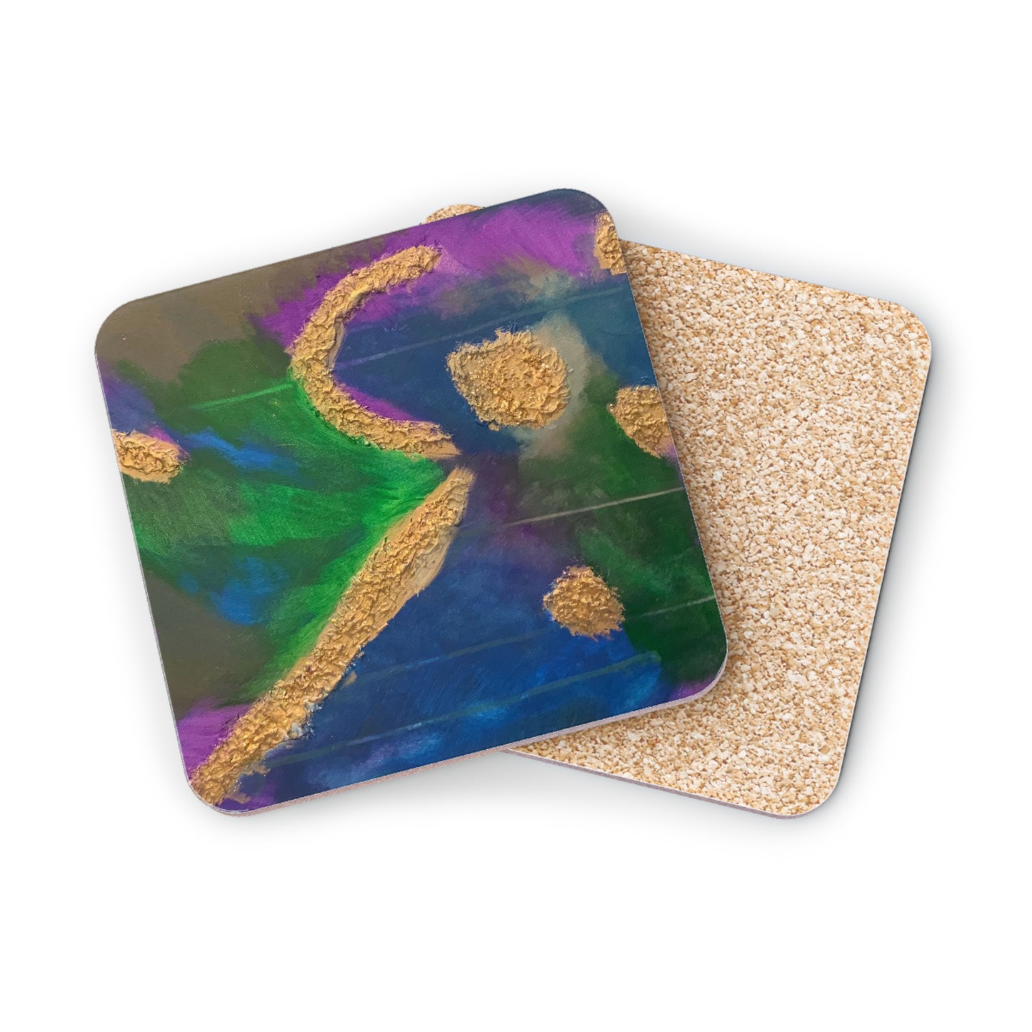 Corkwood Coaster Set - by Cancer Survivor artist Courtney Trombka, entitled "Peace through Chaos"