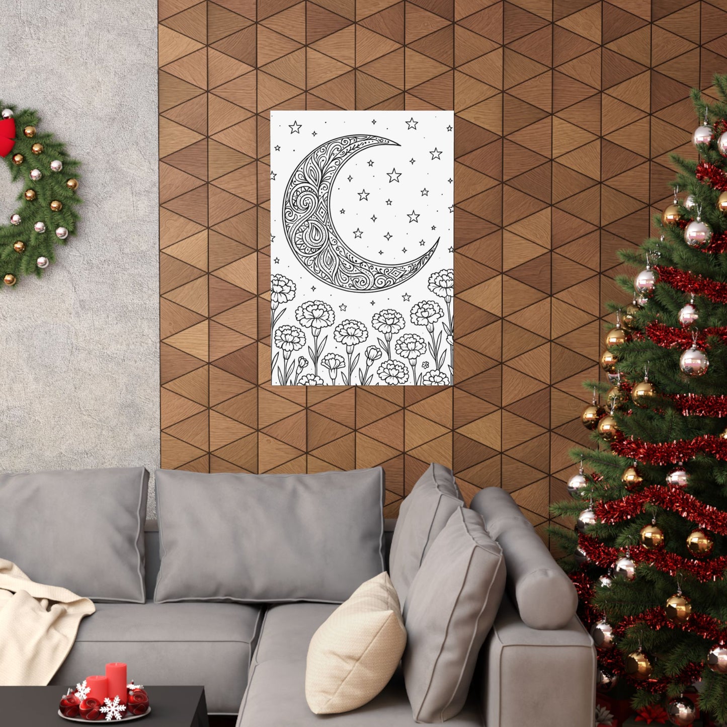 Colorable Crescent Moon Poster