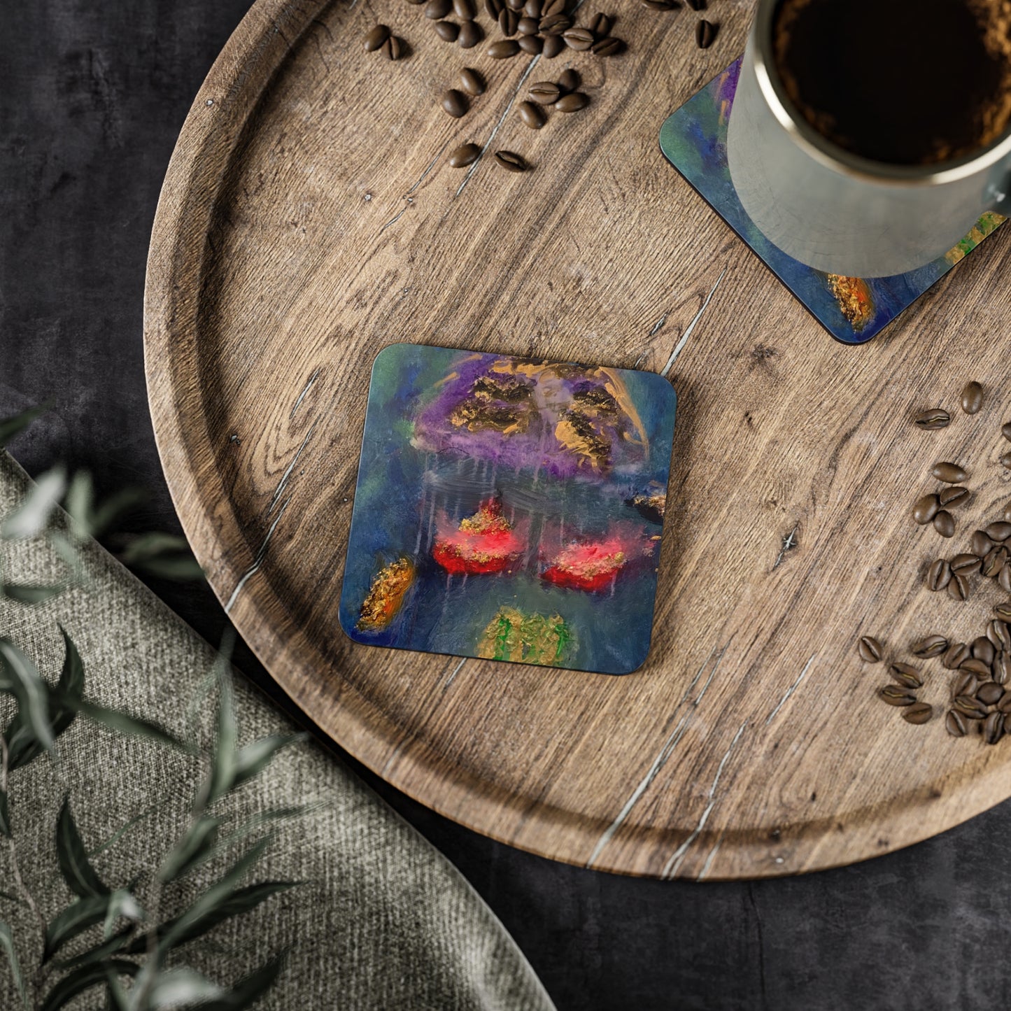 Corkwood Coaster Set - by Cancer Survivor artist Tara Kennon
