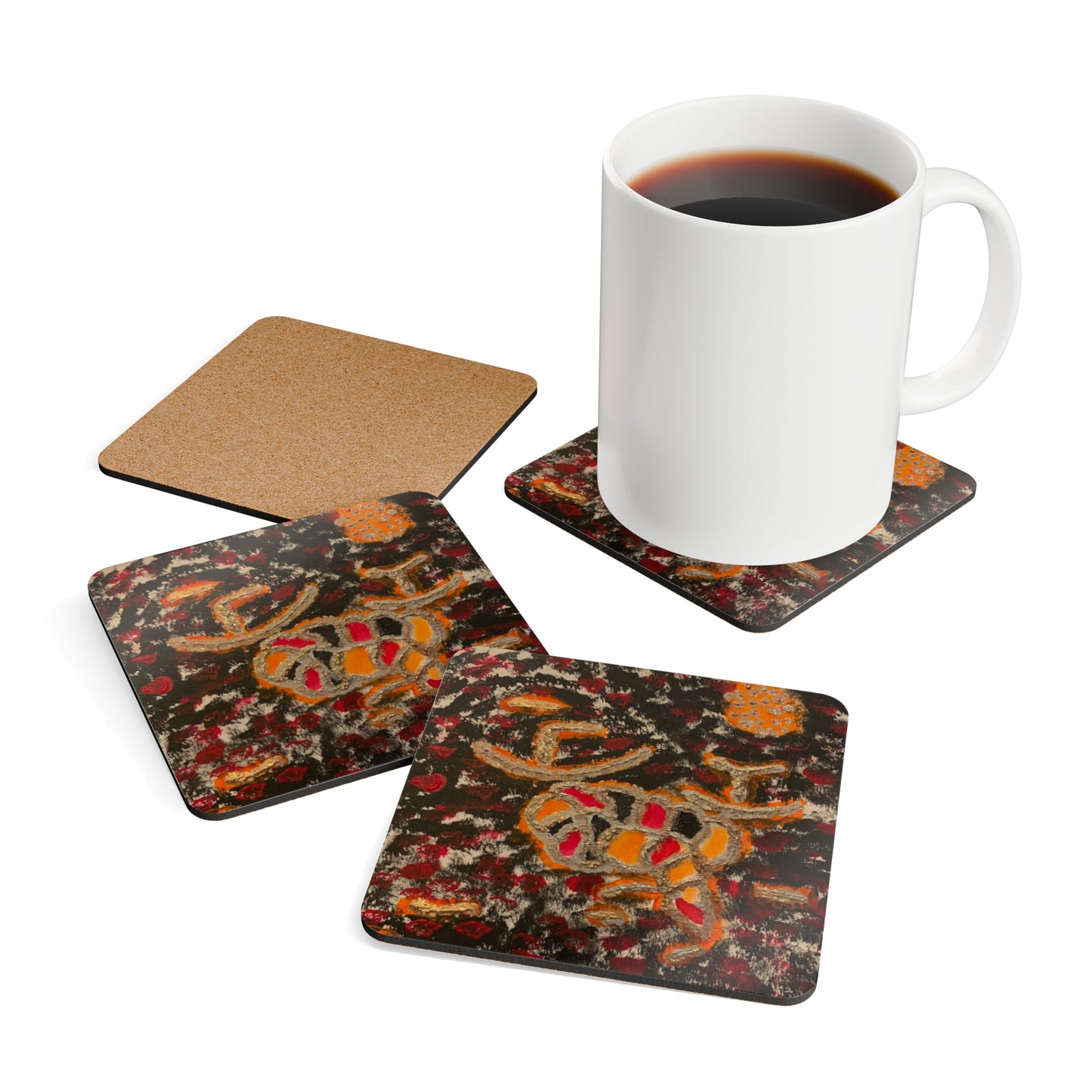 Corkwood Coaster Set titled "Unknown Territory"- by Cancer Survivor artist Verazonda Walker