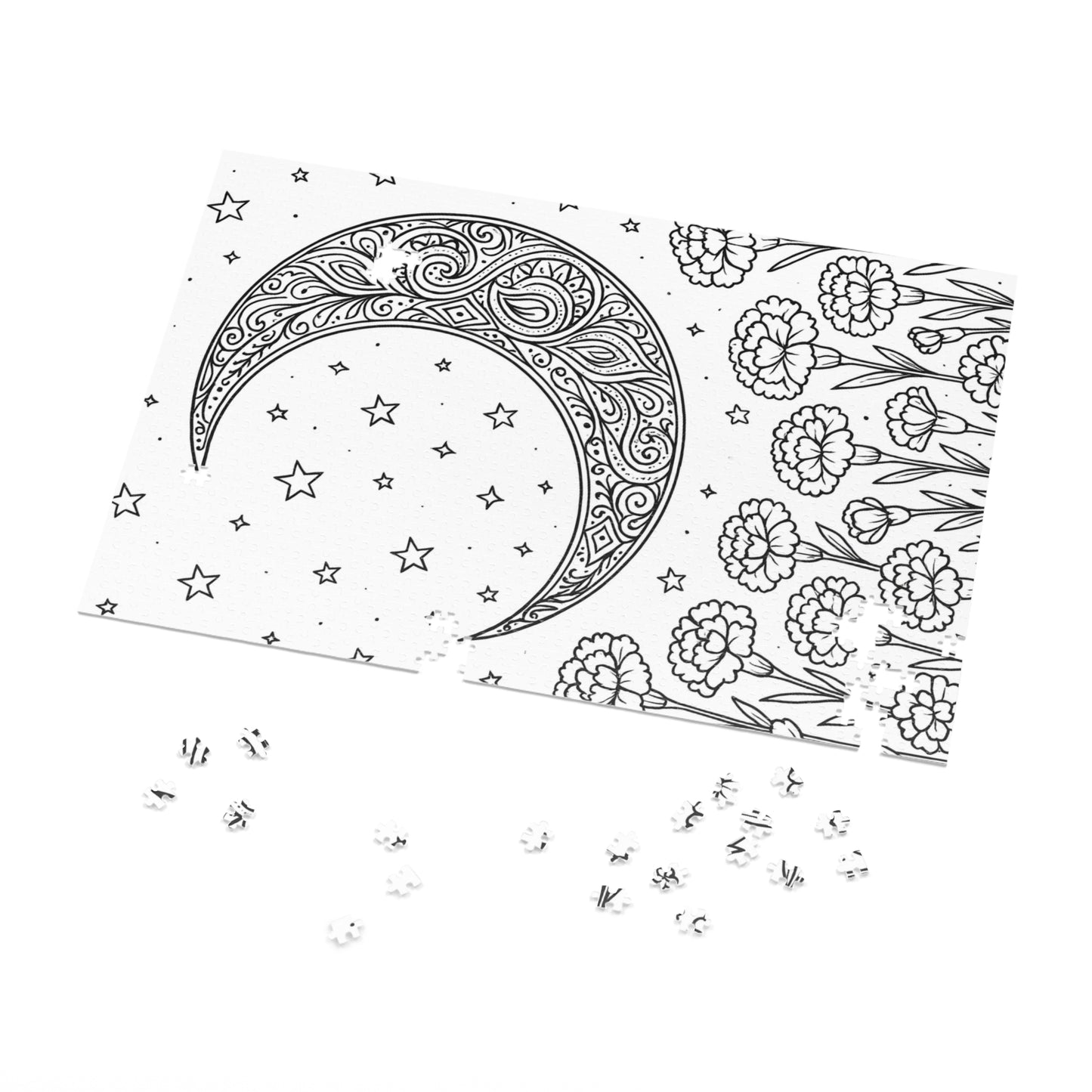Jigsaw Puzzle: Crescent Moon and Carnations
