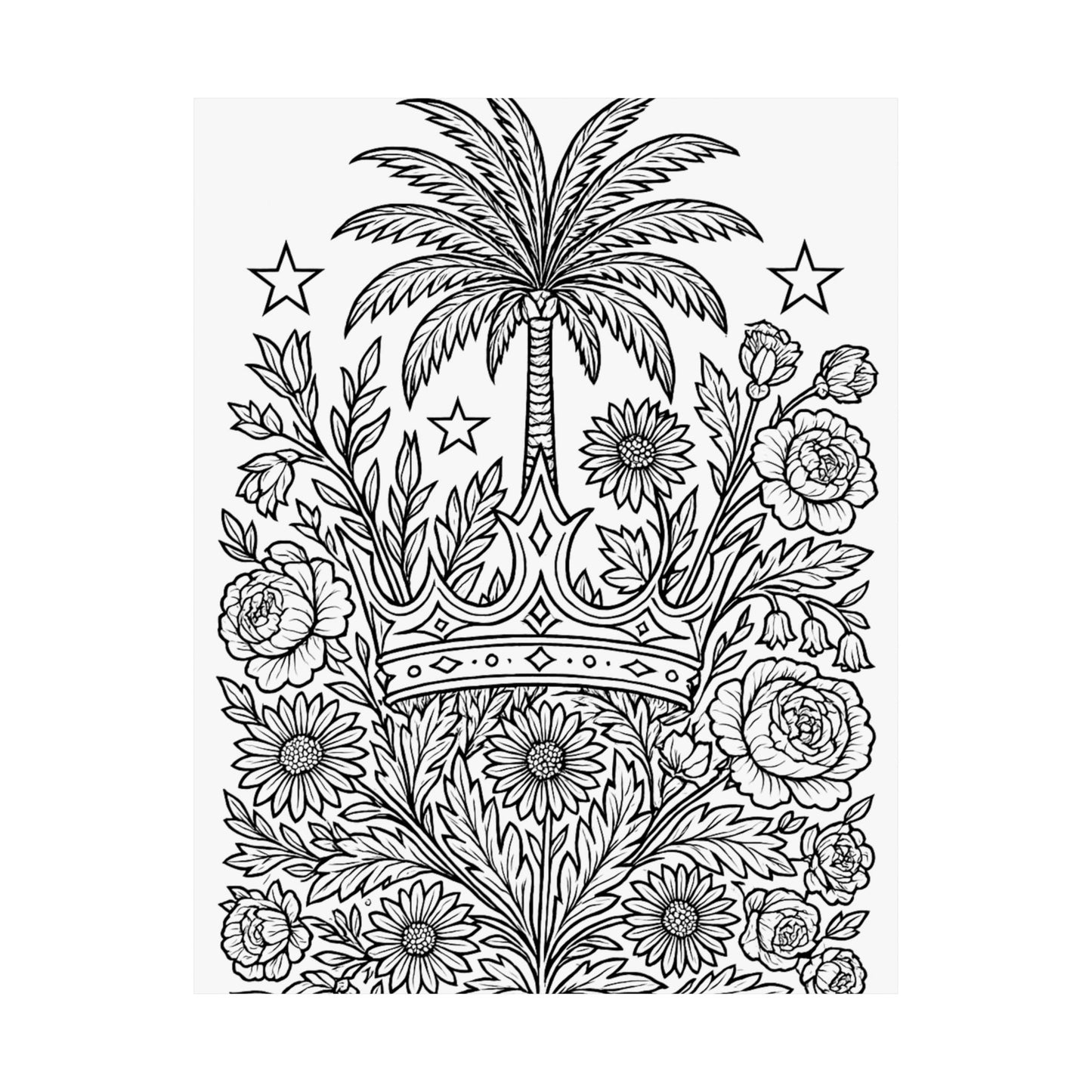 Colorable Crown and Palm Tree Poster