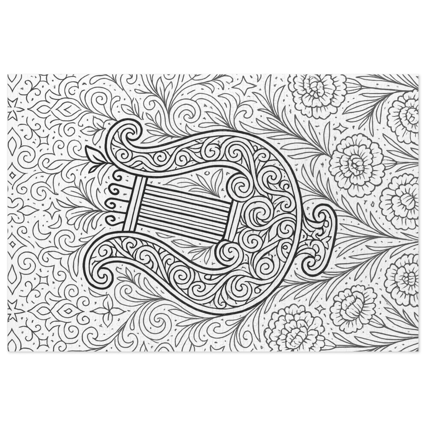 Jigsaw Puzzle: Ornate Lyre and Carnations