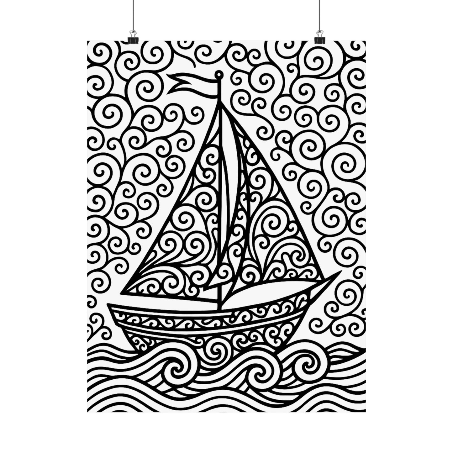 Colorable Sailboat Poster