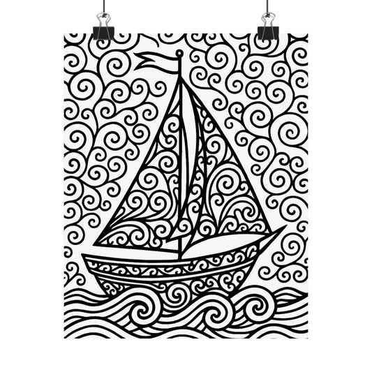 Colorable Sailboat Poster