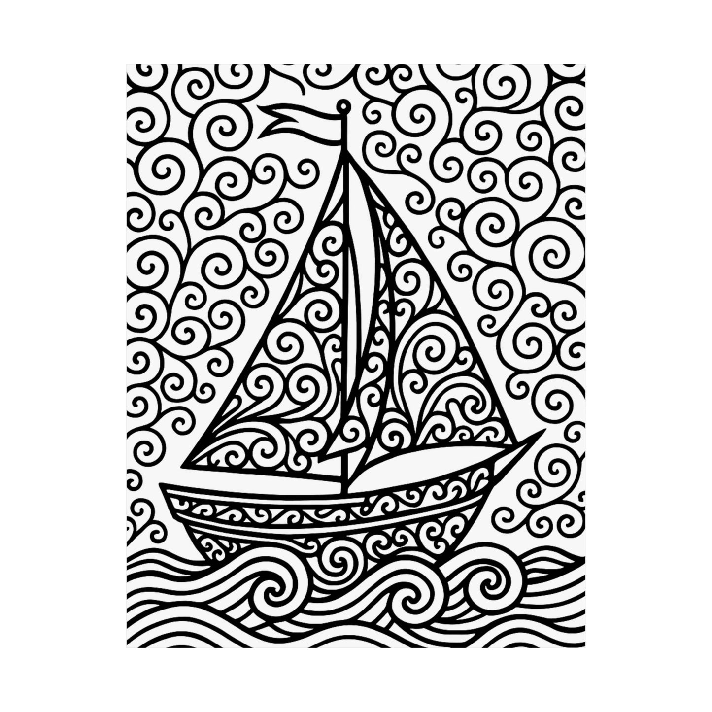 Colorable Sailboat Poster