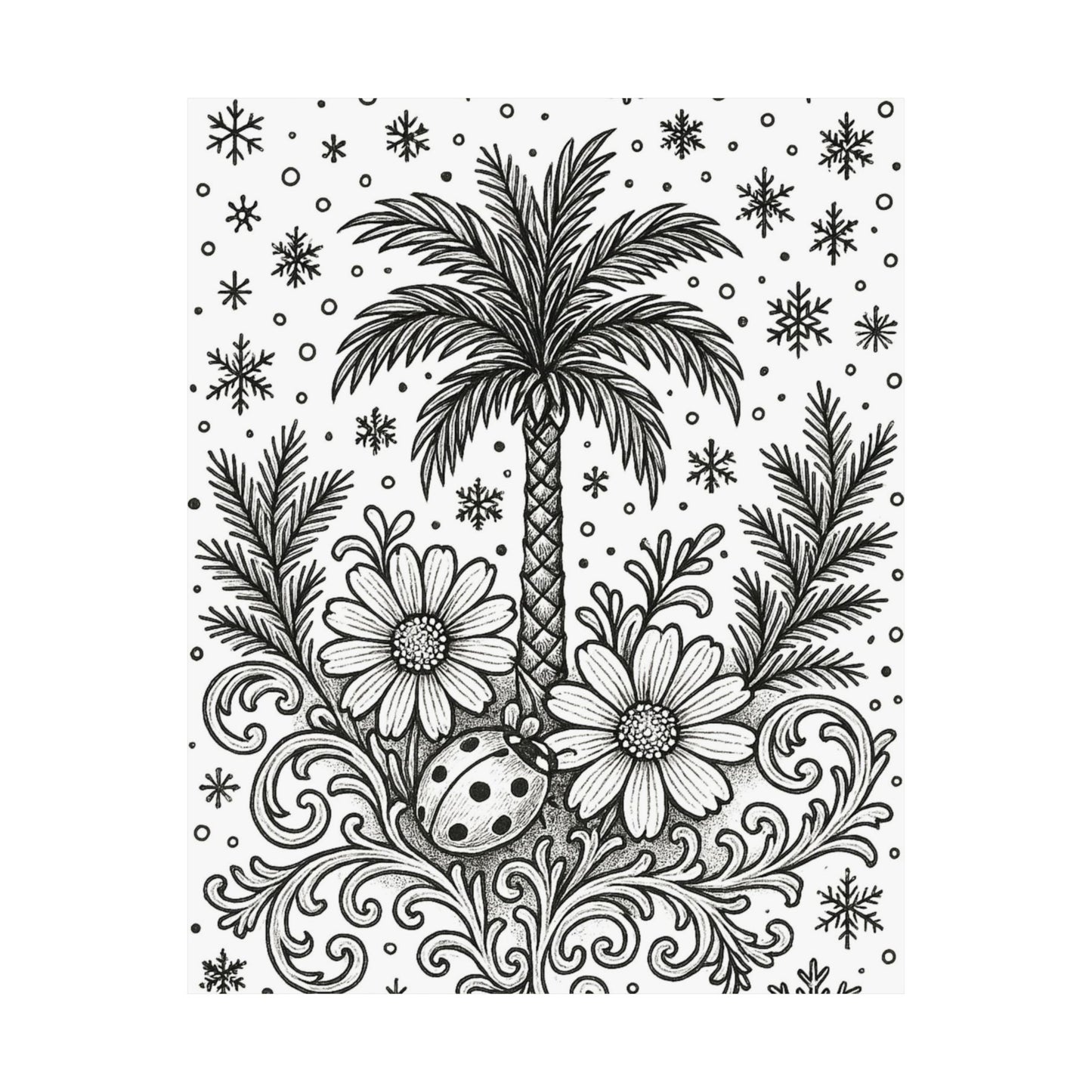 Colorable Palm Tree and Lady Bug Poster