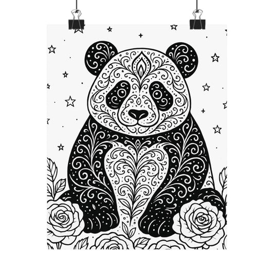 Colorable Panda Poster