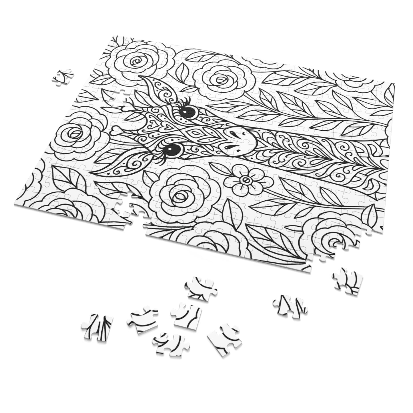 Adult Coloring Giraffe Jigsaw Puzzle with Tin – Mindfulness Puzzle for Stress Relief & Gifts