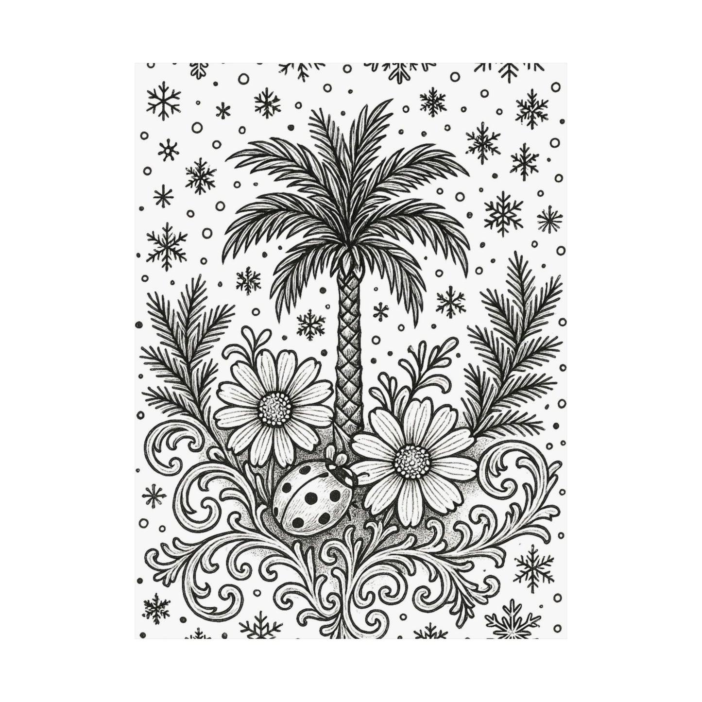 Colorable Palm Tree and Lady Bug Poster