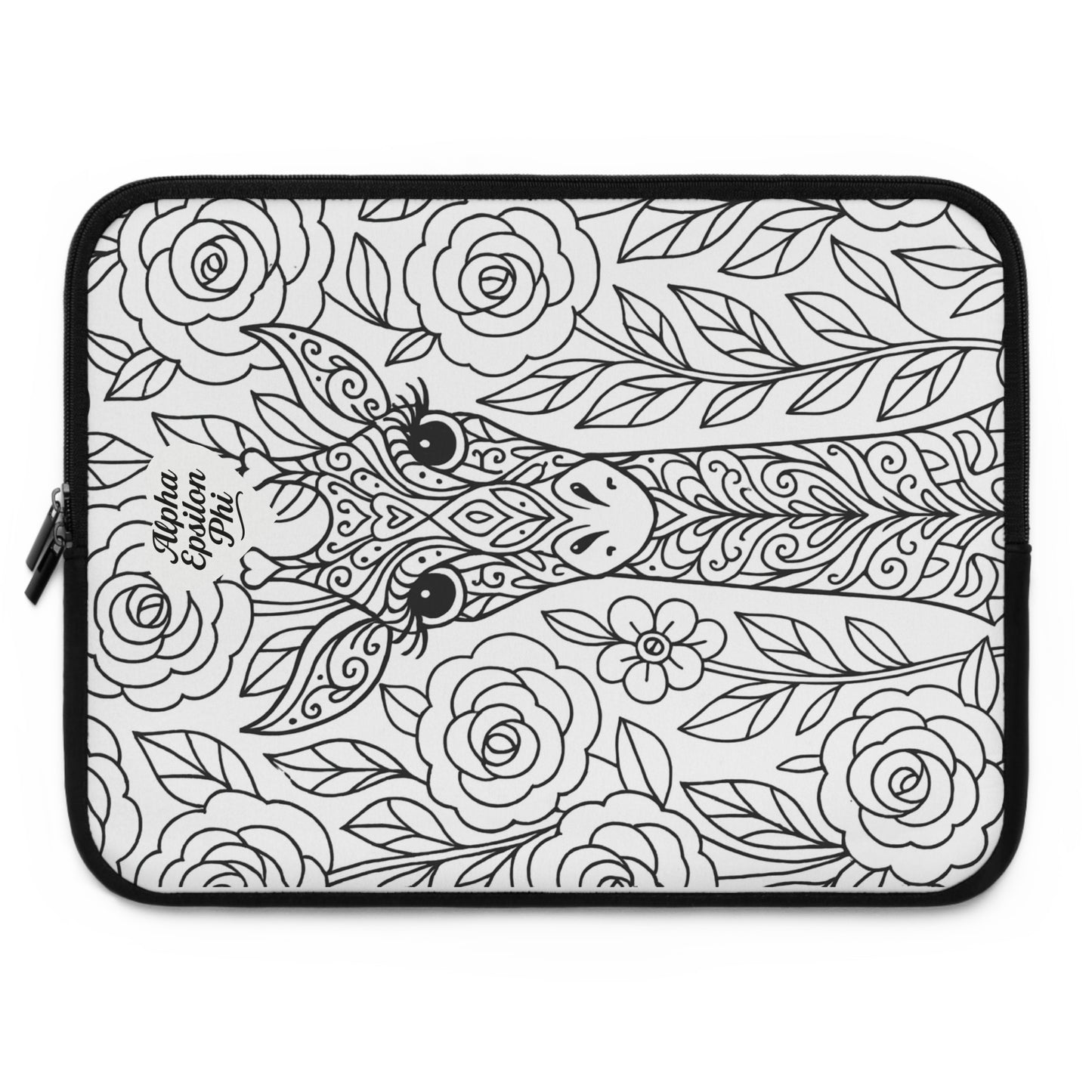 Alpha Epsilon Phi Giraffe Laptop Sleeve — Black & White Decorative Protective Case