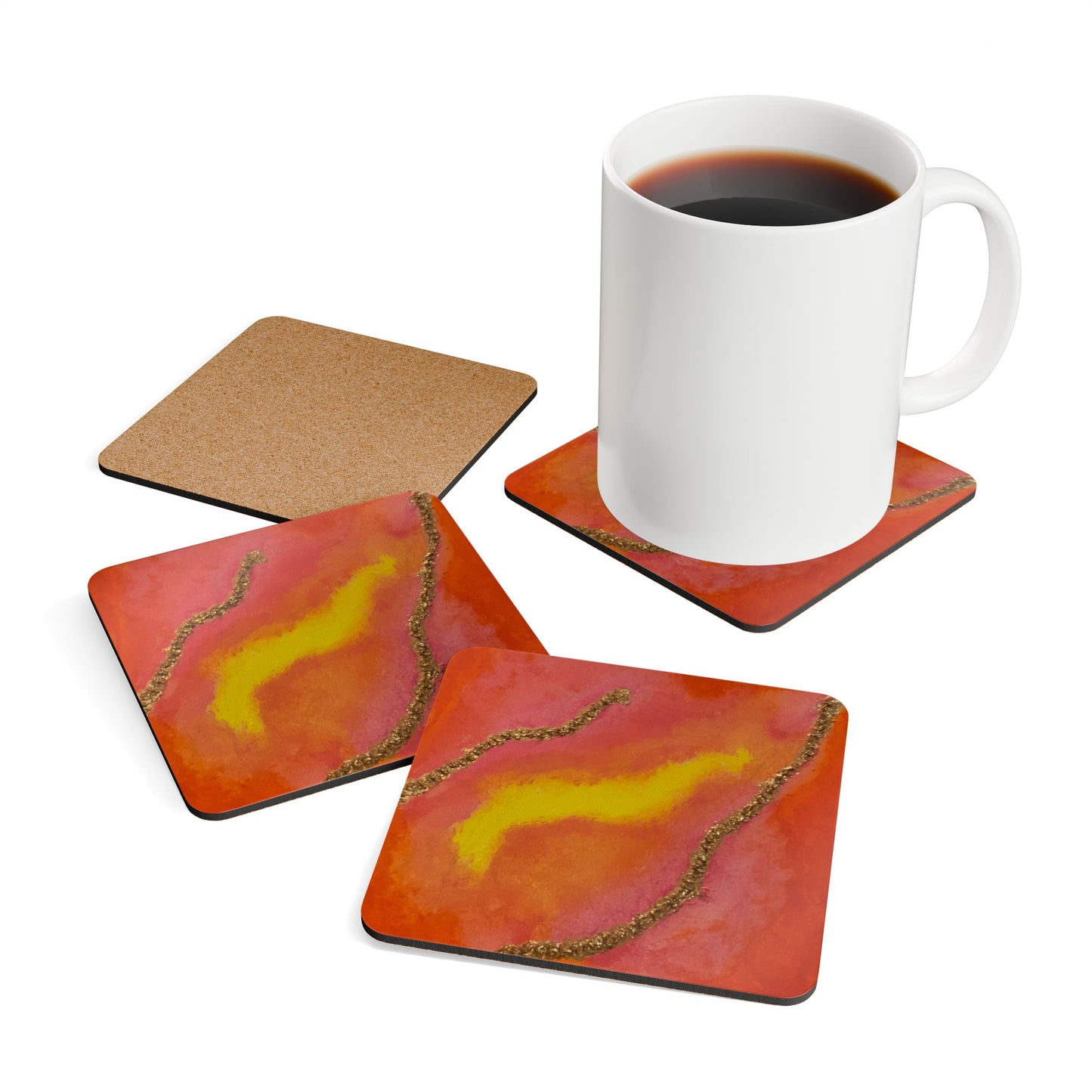 Corkwood Coaster Set titled "My Cancer, My Light" - by Cancer Survivor artist Kati Cheek