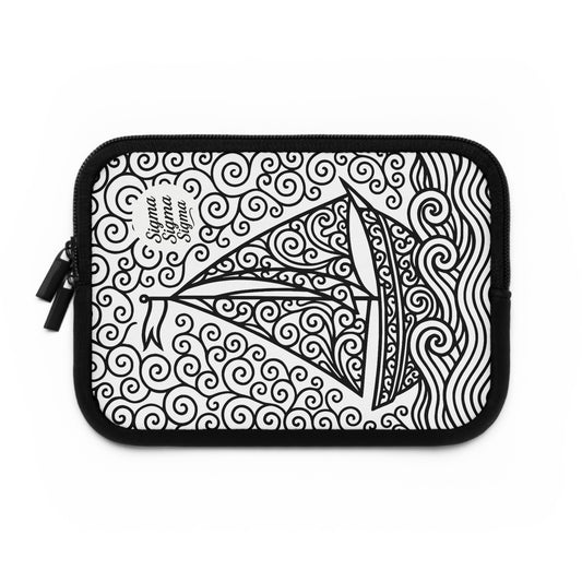Sigma Sigma Sigma Sailboat Laptop Sleeve — Black & White Decorative Protective Case