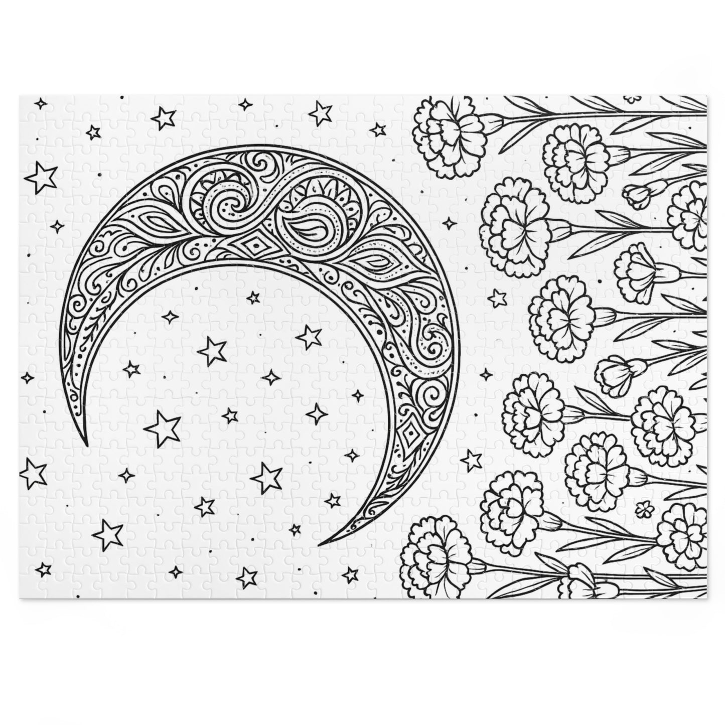 Jigsaw Puzzle: Crescent Moon and Carnations