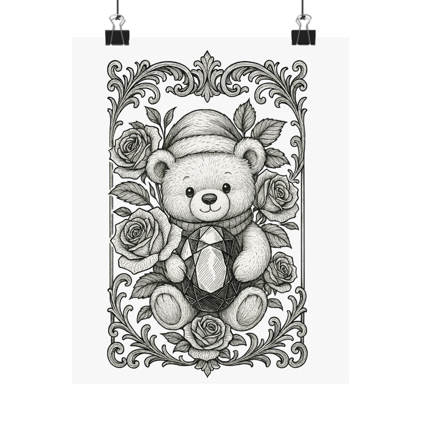 Phi Sigma Sigma Colorable Bear and Sapphire Poster