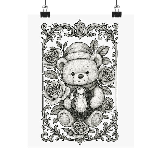 Phi Sigma Sigma Colorable Bear and Sapphire Poster