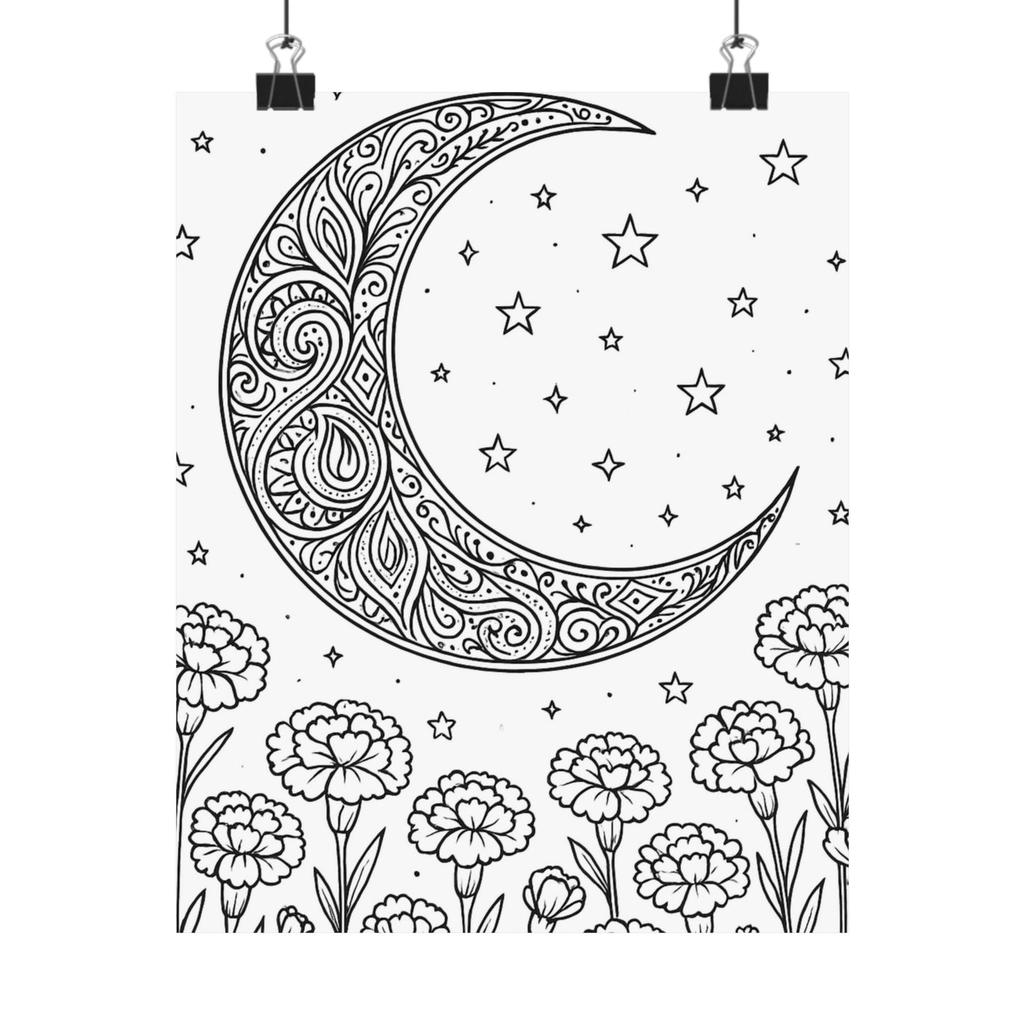 Colorable Crescent Moon Poster