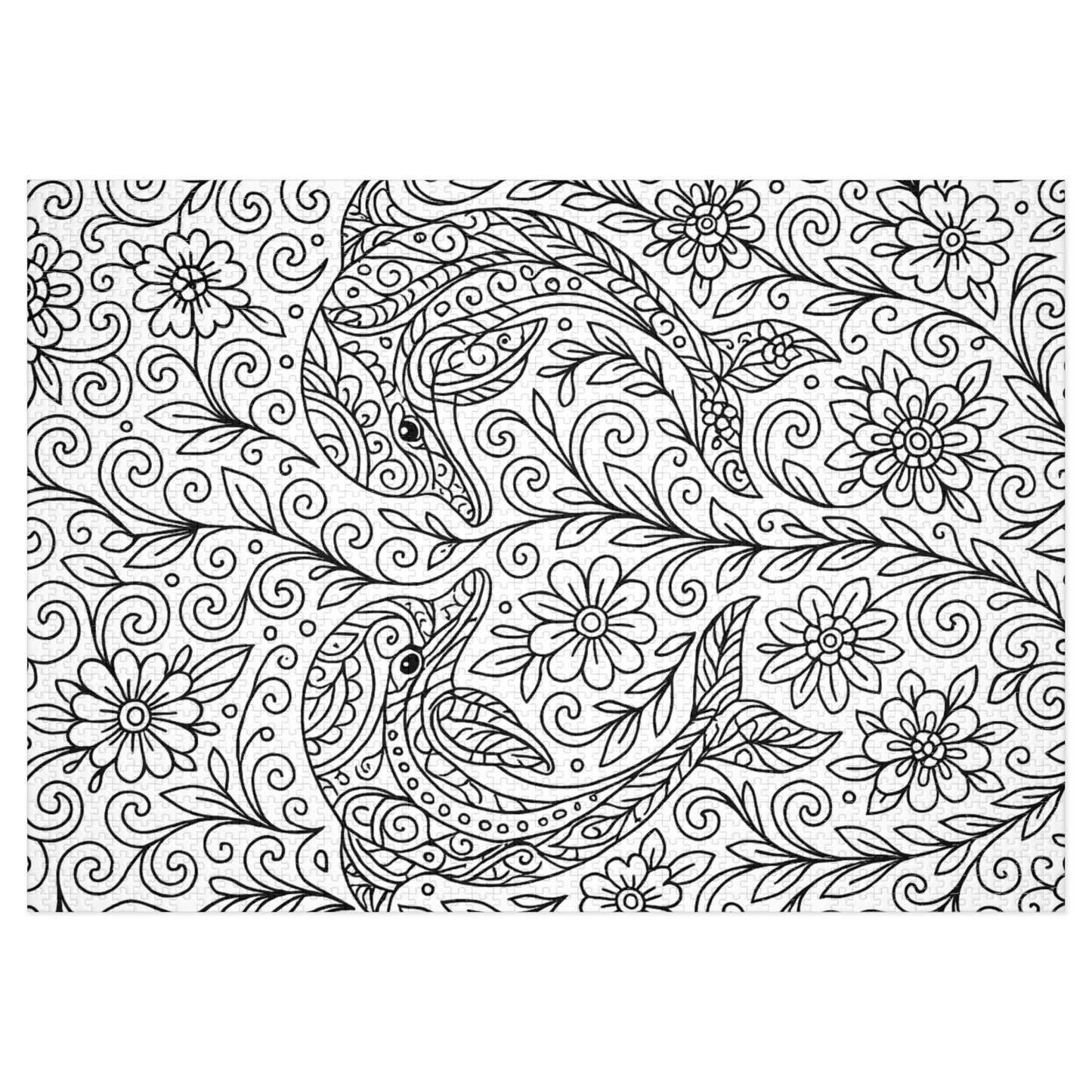 Adult Coloring Dolphin Jigsaw Puzzle with Tin – Mindfulness Puzzle for Stress Relief & Gifts