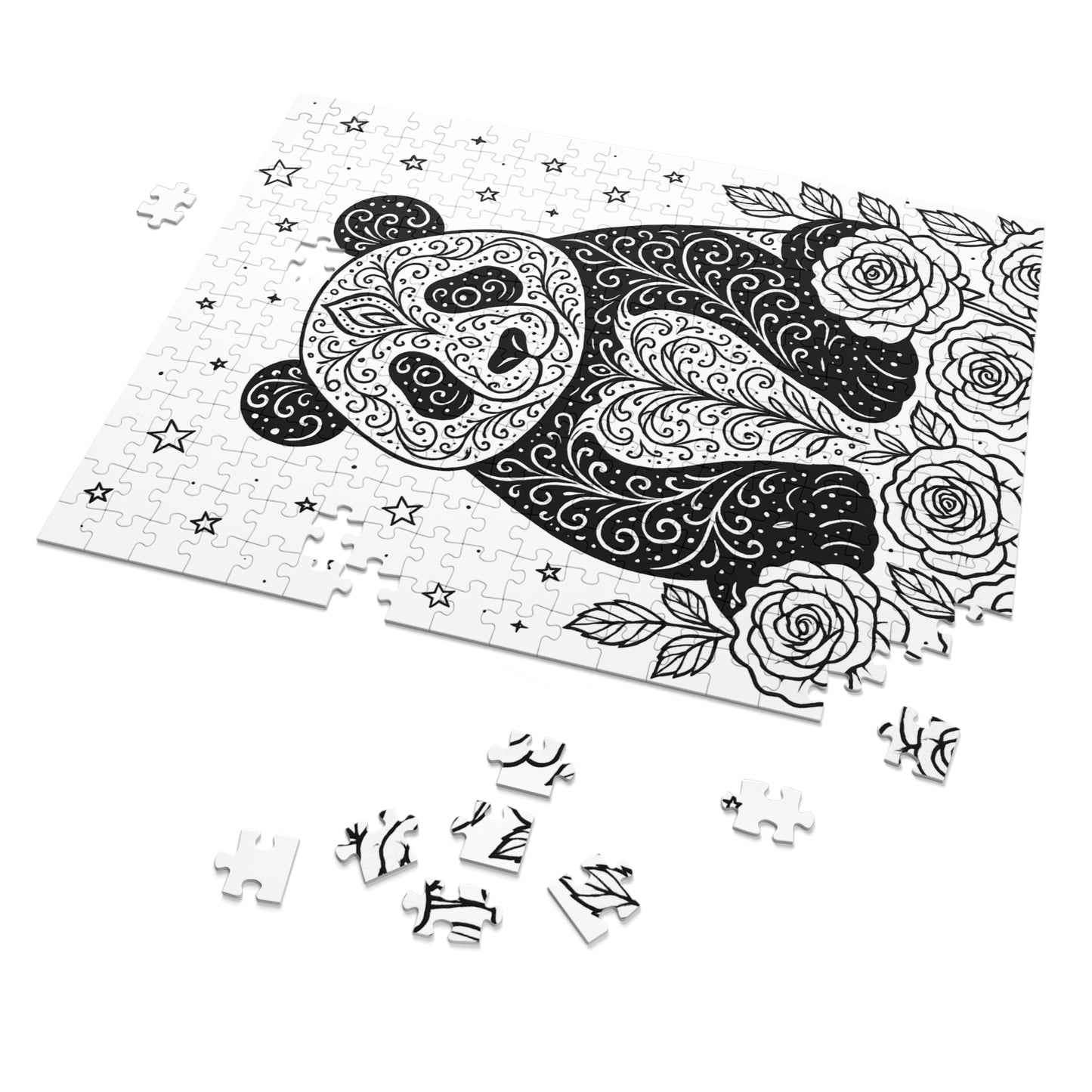 Adult Coloring Panda Jigsaw Puzzle with Tin – Mindfulness Puzzle for Stress Relief & Gifts