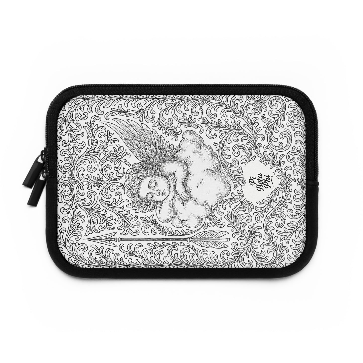 Pi Beta Phi Angel and Arrow Laptop Sleeve — Black & White Decorative Protective Case