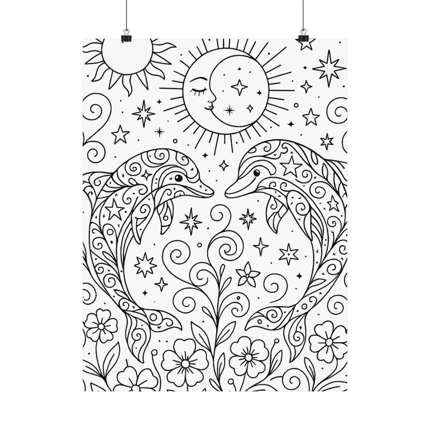 Colorable Dolphins Poster