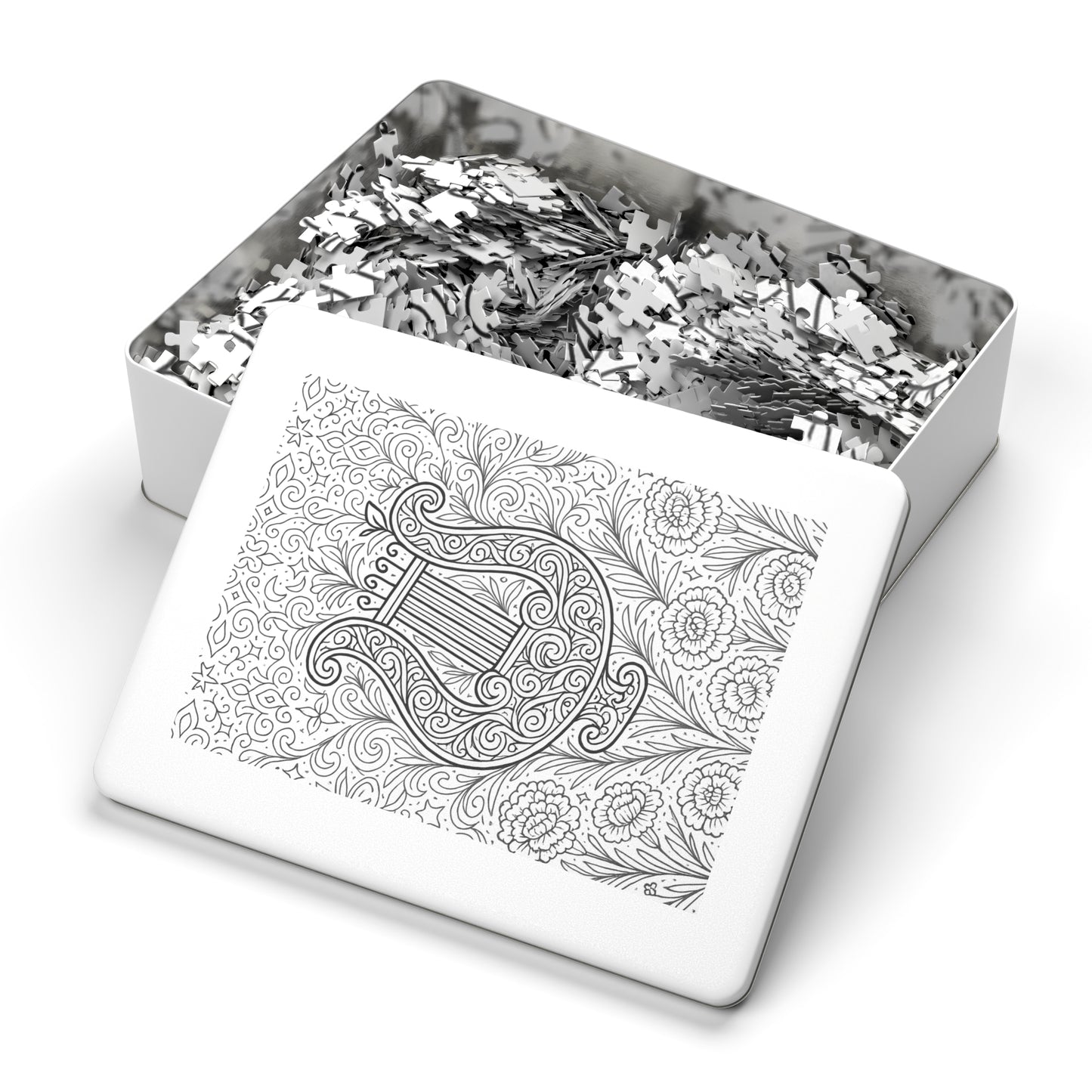 Jigsaw Puzzle: Ornate Lyre and Carnations