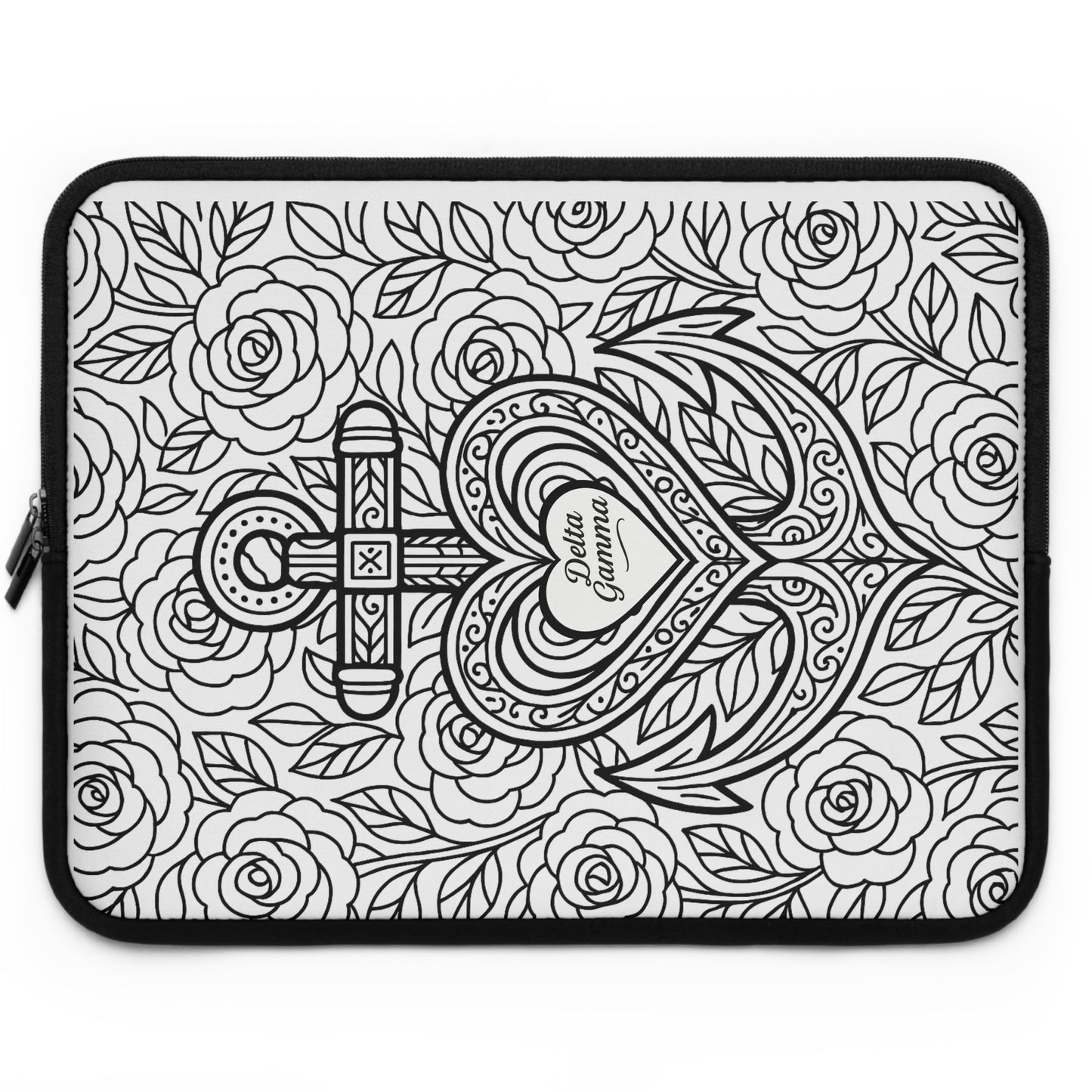 Delta Gamma Anchor Laptop Sleeve — Black & White Decorative Protective Case
