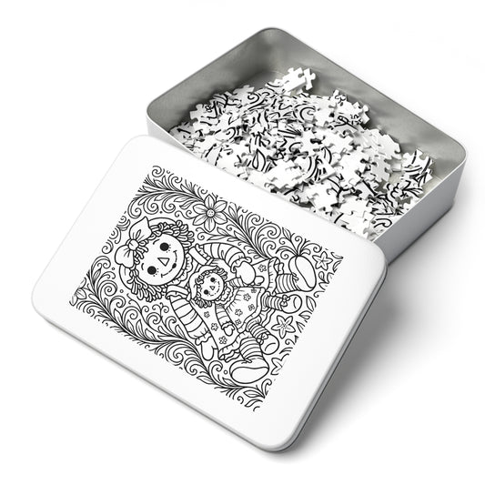 Adult Coloring Raggedy Ann Jigsaw Puzzle with Tin – Mindfulness Puzzle for Stress Relief & Gifts