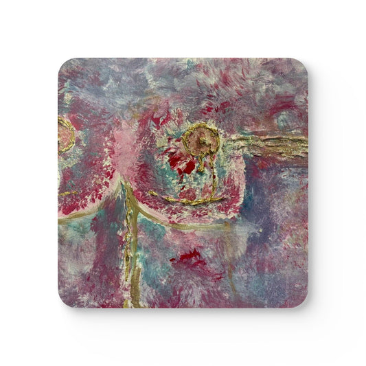 Corkwood Coaster Set titled "Pink is Beautiful" - by Cancer Survivor artist Rachel Giammolva