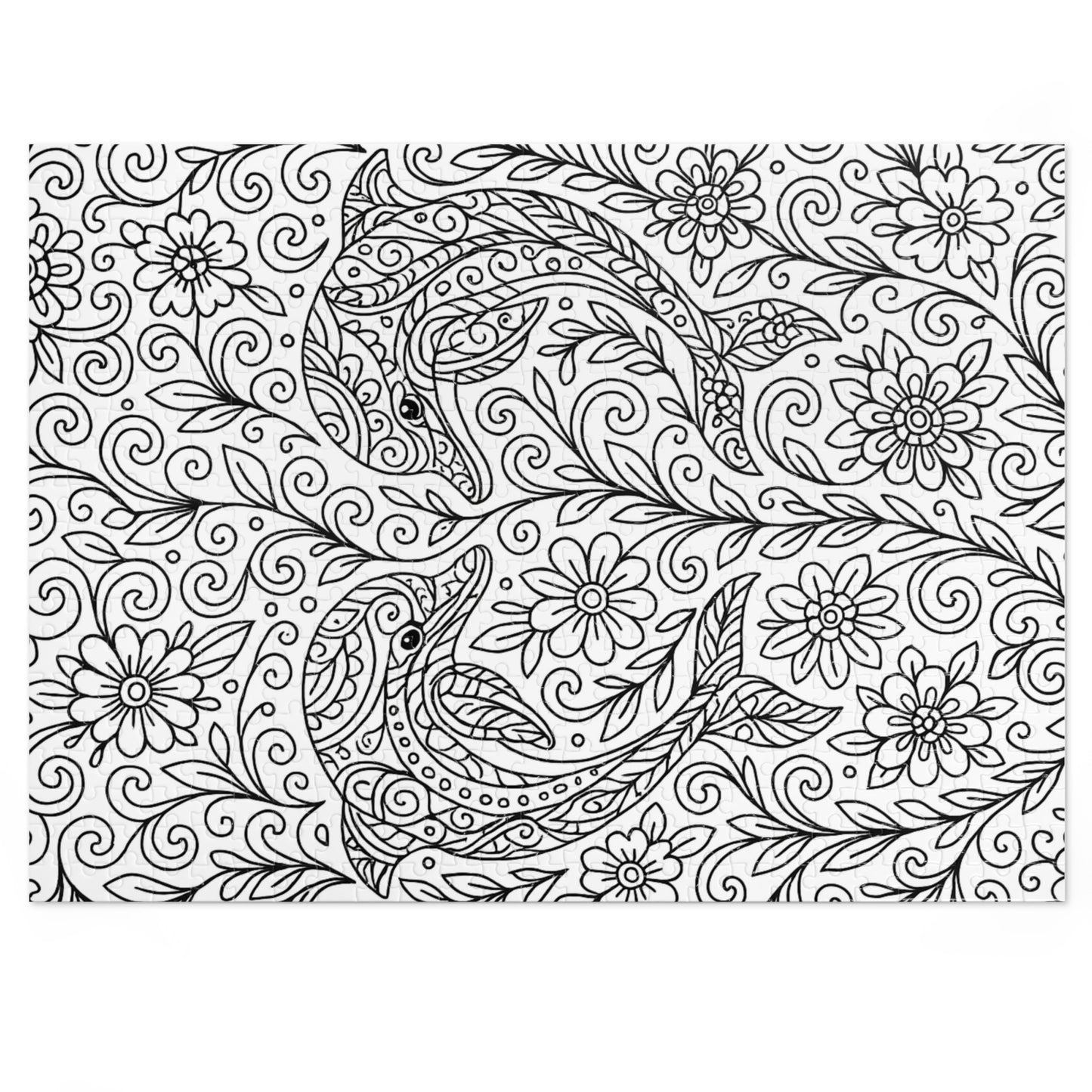 Adult Coloring Dolphin Jigsaw Puzzle with Tin – Mindfulness Puzzle for Stress Relief & Gifts