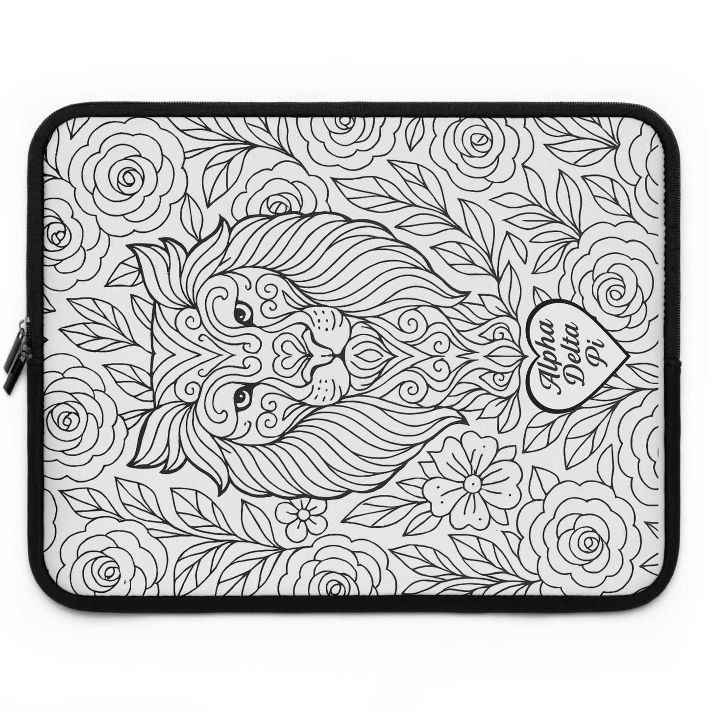 Alpha Delta Pi Lion Laptop Sleeve — Black & White Decorative Protective Case